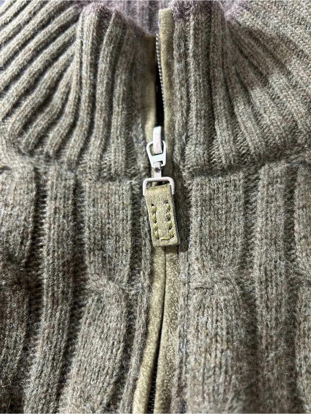 Daniele Blasi Men’s Cable Knit Quarter Zip Sweater Olive Green XL Italy
